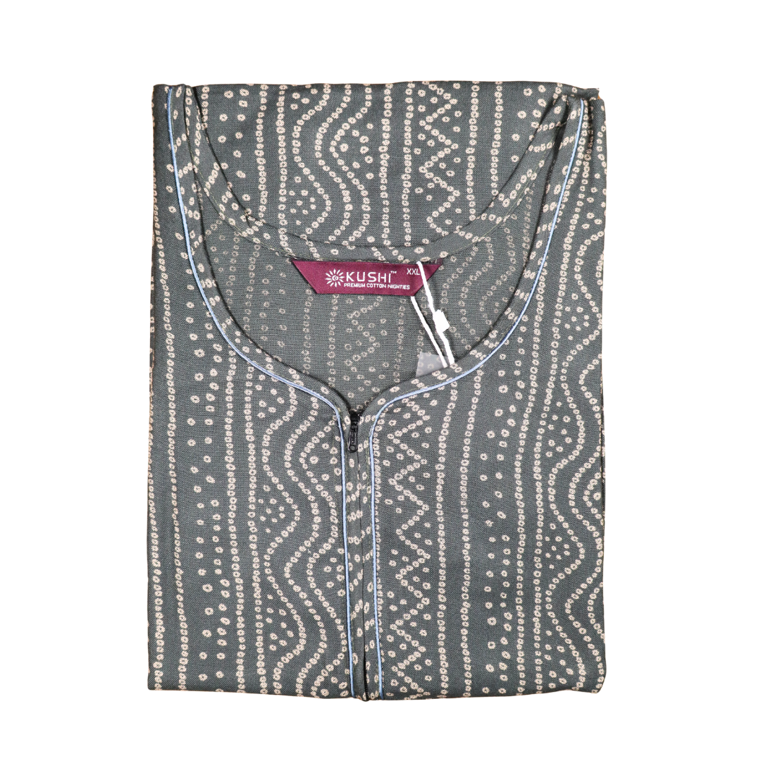 Cotton Printed Nighty – Terracotta Tribal Pattern