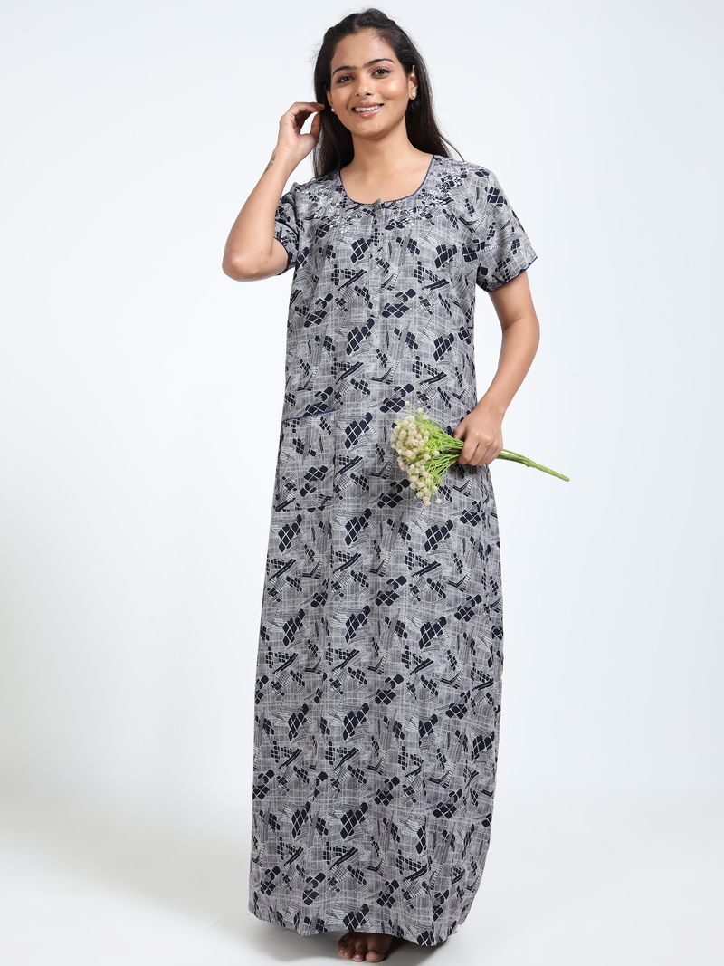 Blue Double Colour Cotton Nighty – Stylish Comfort Sleepwear for Women