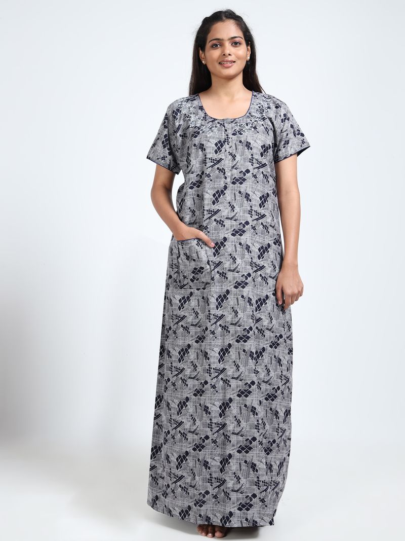 Blue Double Colour Cotton Nighty – Stylish Comfort Sleepwear for Women