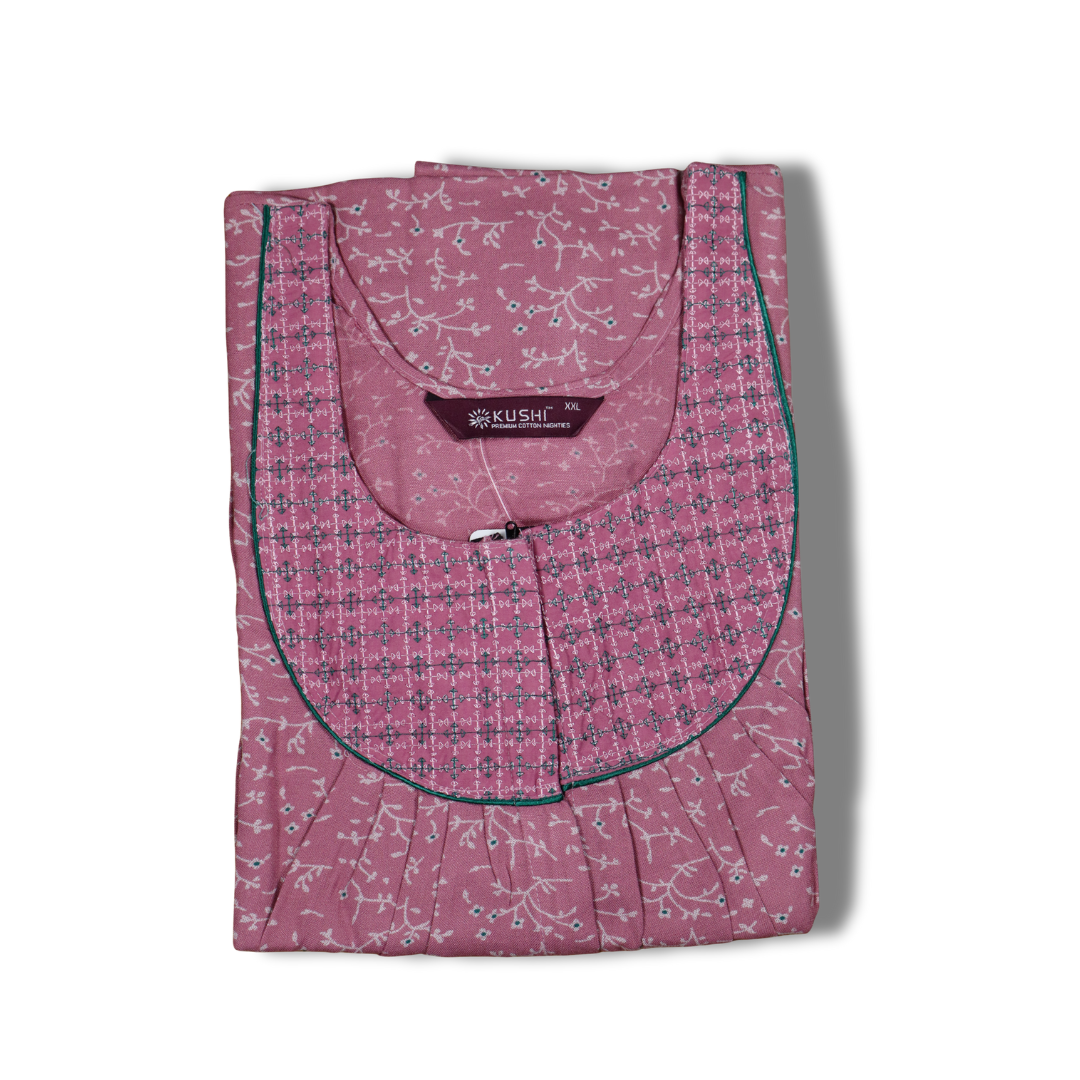 Alpine Teal Printed Cotton Nighty with Pocket