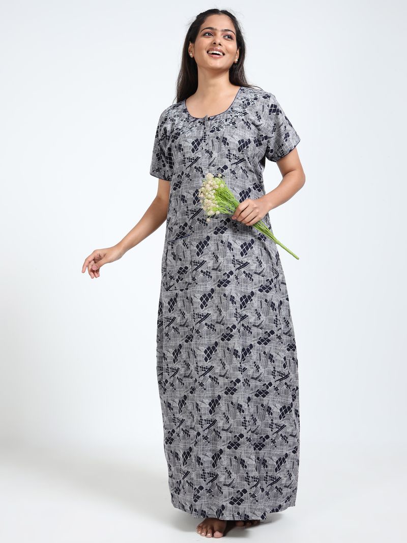 Blue Double Colour Cotton Nighty – Stylish Comfort Sleepwear for Women