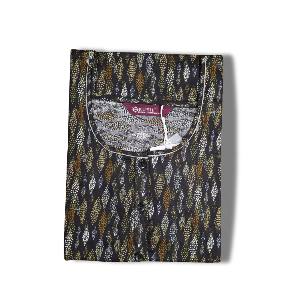 Purple Ikat Printed Cotton Nighty