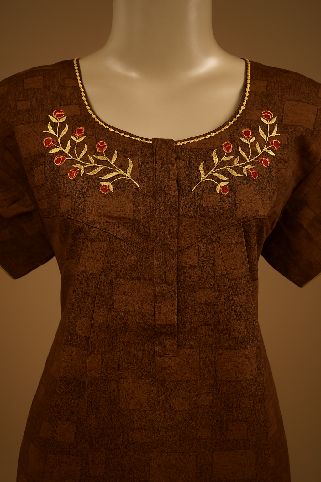 Brown Antic Cotton Nighty – Elegant & Comfortable Nightwear