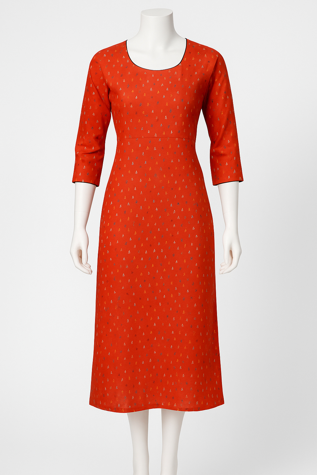 Cotton Feeding Kurti – Solid Rust Orange with Subtle Print & Hidden Zips