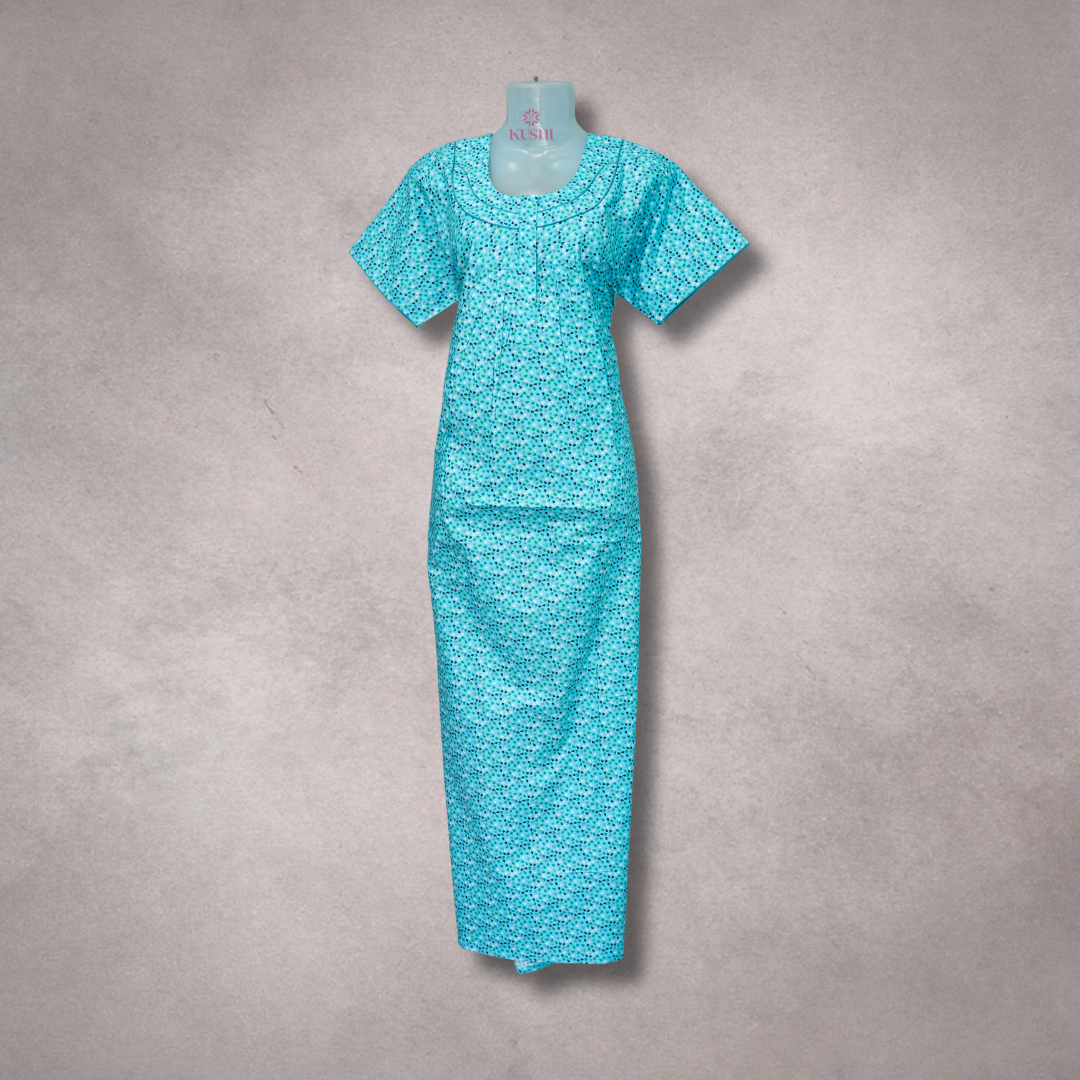 Satin Printed Kaftan – Aqua Blue