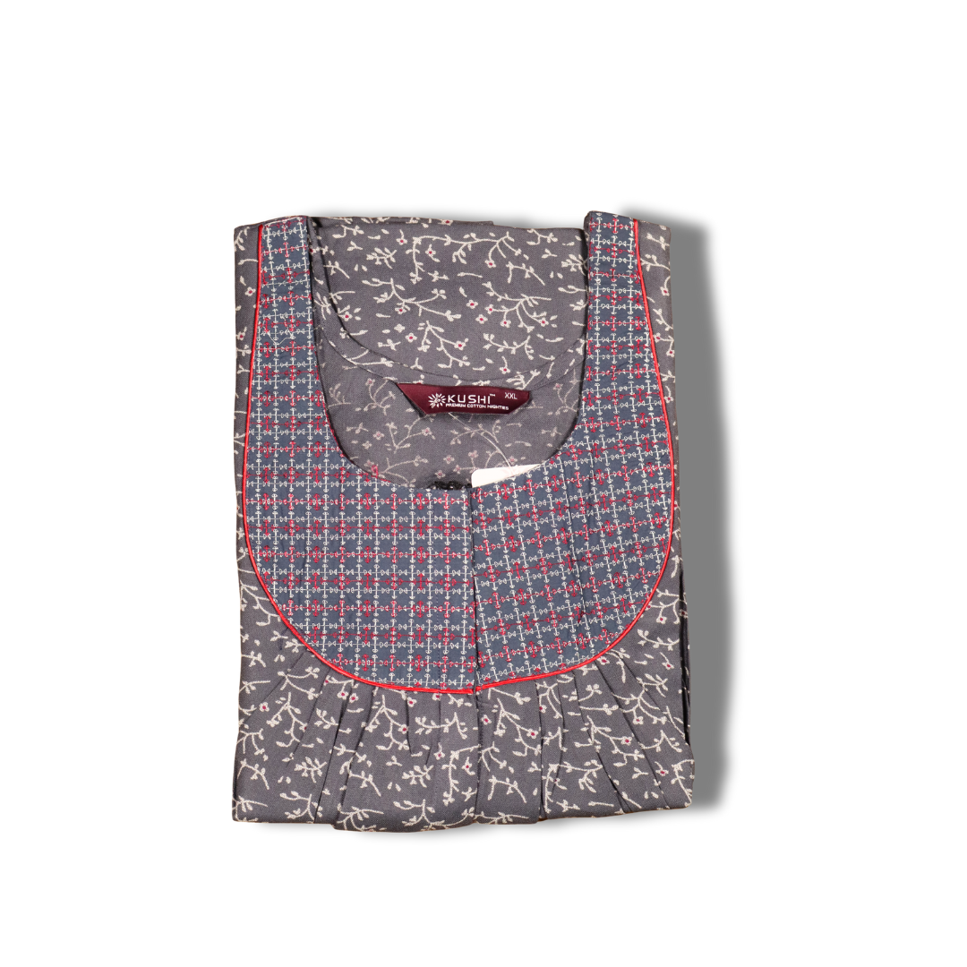 Alpine Teal Printed Cotton Nighty with Pocket