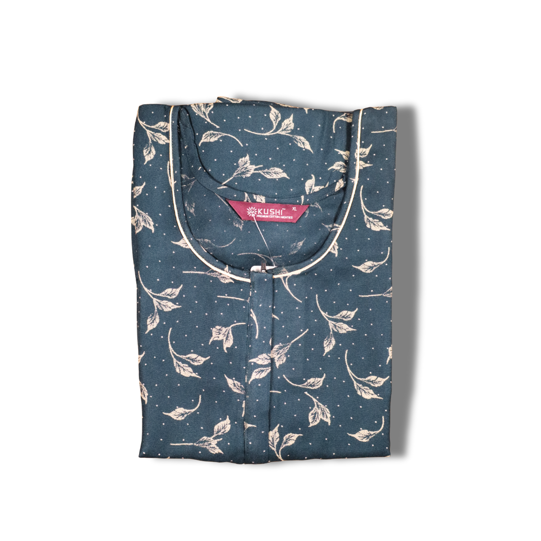 Elegant Brown Printed Cotton Nighty