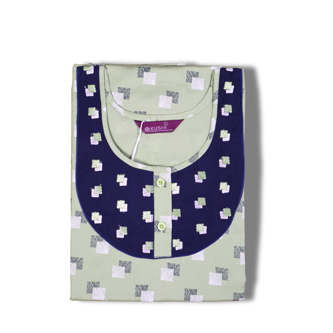 Satin Series – Sky Blue & Navy Nighty