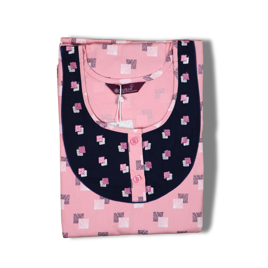 Satin Series – Sky Blue & Navy Nighty